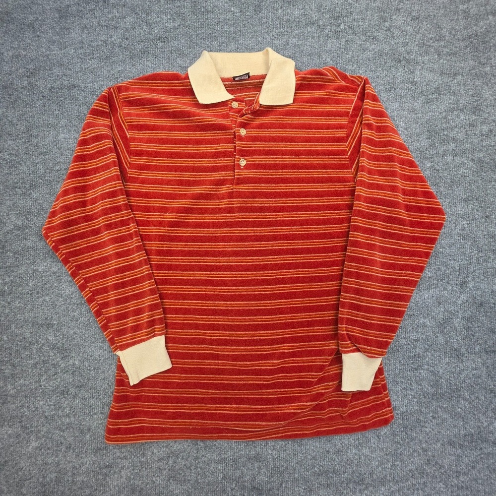 Vintage Dorado Shirt 60s Striped Long Sleeve Henley Men's Medium Velour USA